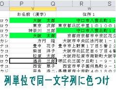 同一文字列の色つけ