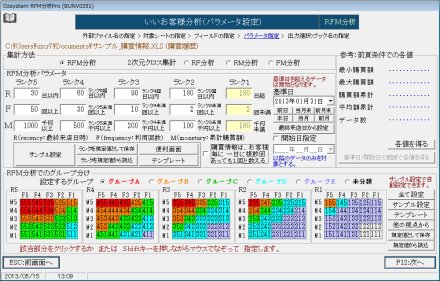 RFM分析パラメータ設定